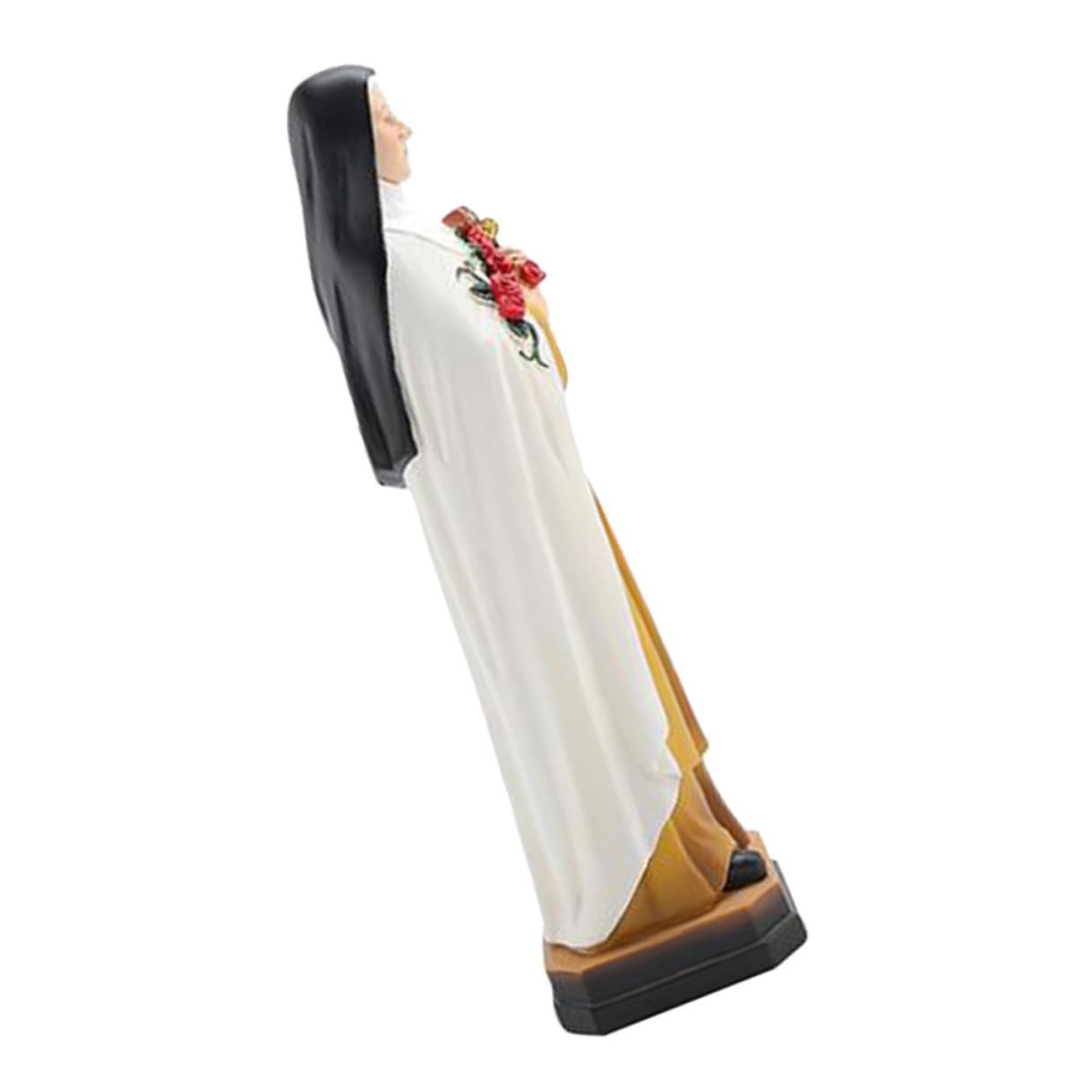 Statue de nonne en résine avec fleurs, présent religieux catholique idéal