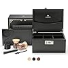 GLENCREAG Stash Box with Rolling Tray, Smell Proof Large Bamboo Storage Box with Lock, Decorative Box Set Includes Glass Jars & Grinder, Gift for Men Women
