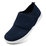 ZMBCYG Neuropathy Shoes for Men Orthopedic Diabetic Slip On Walking Lymphedema Comfofeet Wide Swollen Feet Footwear Zero Drop Non Slip Barefoot Lightweight Breathable Sneakers Mens Dark Blue Size 9.5