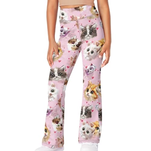 Image of Girls Flare Leggings Cute Bell Bottoms for Teen Girls Wide Leg Sweatpants for 5-14 T