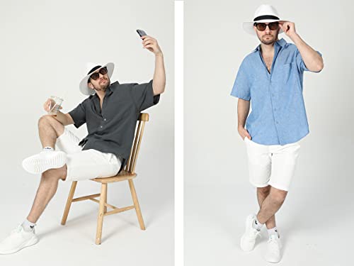 COEVALS CLUB Men's Casual Linen Cotton Button Down Spread Collar Short Sleeve Summer Beach Shirts4