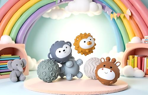 TMYIDO WeicheSinnesbälle für Babys 06-18 Monate,GreifballSet mit 6verschiedenenTexturen zur Förderung der sensorischen Entwicklung,Sensorikbälle baby,Massage-und Squeeze-Bälle für Kleinkinder(6 Stück)