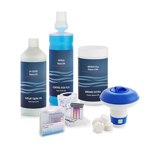WILMIR SRL Kit BROMO Extra 5 pz. con DOSATORE, Completo e di Pratico utilizzo per la Manutenzione di minipiscine, Spa e Piscine di Piccole Dimensioni