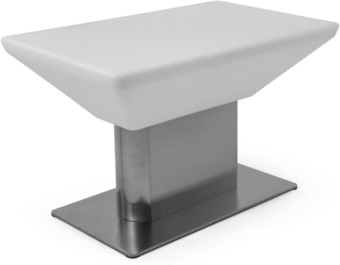 Displays2go 34.5" Coffee Table w/LED Lighting, 16 Color Options, Rechargeable Battery - White (FDLED35CT)