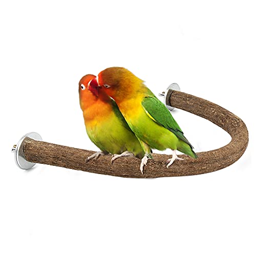Rypet Parrot Natural Wood Stand Perch, Swing U Shape Natural Parrot Perch, U Shape Bird Chewing Stand Stick, Bird Cage Accessories for Parakeet, Conure, Cockatiel, Budgie, Lovebirds,Amazon Parrots