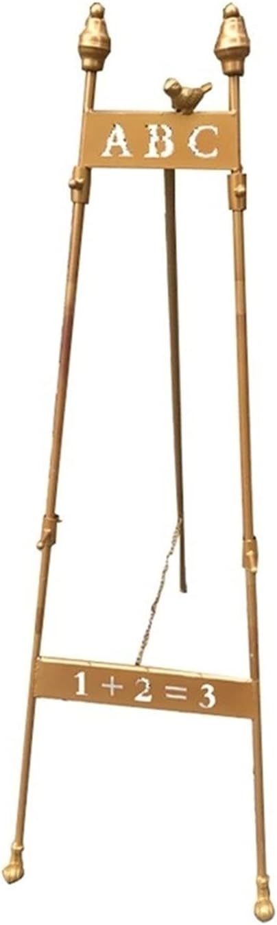Tripod Adjustable Oil Painting Easel, Training Center Child Floor Stand Sketch Holder Bracket for Wedding Activities (Gold)