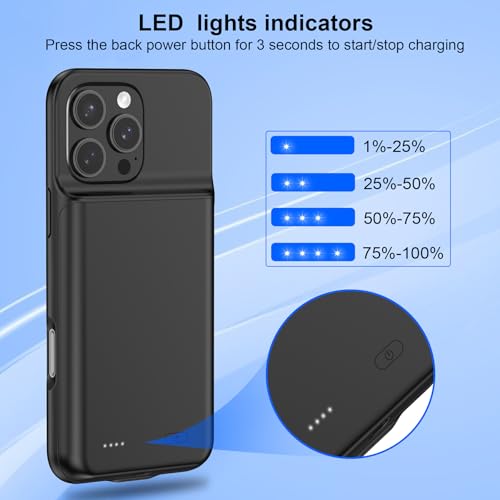 Funda de carga de batería de 13800 mAh para iPhone 14 Pro ideal para viajes largos 4