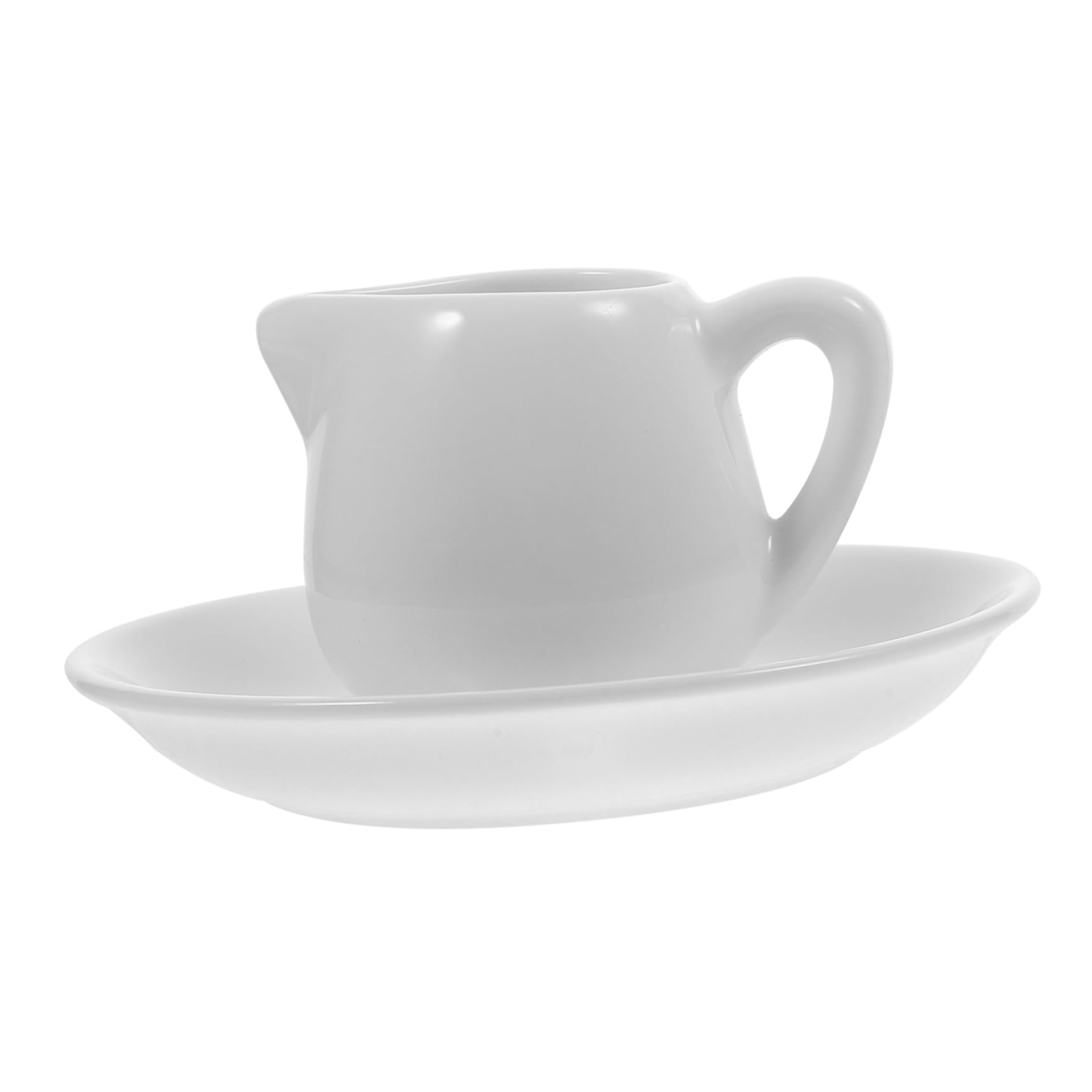 MAGICLULU 1set Ceramic Pitcher with Saucer Dipping Sauce Holder for Gravy Salad Dressings and More for Home Restaurants and Special Occasions