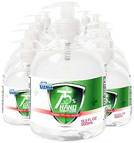 Cleace Advanced 75% Alcohol Sanitizer Gel, 12 Large Bottles, 16.9 oz Each (202.8 oz Total)