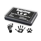 ReignDrop Baby Ink Pad for Hand and Footprints, Non-Toxic Acid-Free Keepsake Kit, Smudge-Proof Archival Ink Wipes Off Skin, for Scrapbook, Photo Album, Frames & Pet Paws, Baby Gift (Black)
