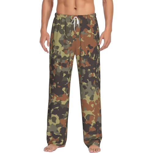 Beige Military Flecktarn Camouflage Men'S Pajama Pants Soft Pj Sleepwear Pants For Men