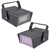 32 LED-Blitz, Geschwindigkeitsstellbare Mini 3W Indoor-Bühne-DJ-Leuchte für Halloween-Weihnachts-Bühnendekoration Schwarze Schale Violett Licht 2 Packungen