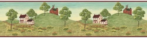 Country Farmhouse and Barn Wallpaper Border - Red Edge - Amazon.com