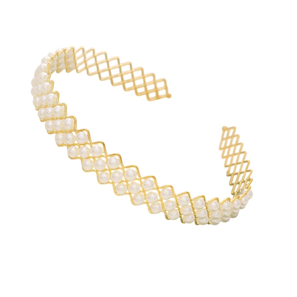 Graceful White Pearl Beads Decoration Hair Band for Kids, Girls and Women/Korean Girl Fashion Bling Pearl Hairband Women Hair Accessories (Pack of 1)-image-31
