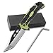 Coltello Pieghevole, Coltello da Caccia con Rompi-Vetro per Caccia, Campeggio (Verde)