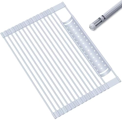 Silicone Wrapped Dish Drying Rack Above Sink, Width 20.47 inches ...