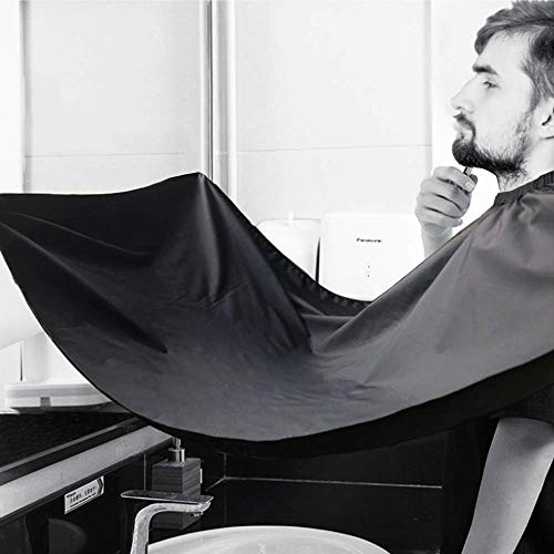 Beard Apron Shaving Hair Catcher - Beard Bib Shaving Catcher for Men, Beard Cape with Suction Cups for Shaping and Trimming, One Size Fits All - Static & Stick Free Fabric, Waterproof, Black