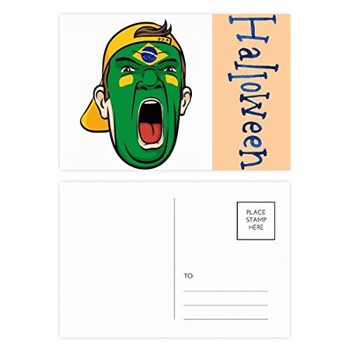 Cartes postales drapeau Brésil et casquette Halloween pour correspondance