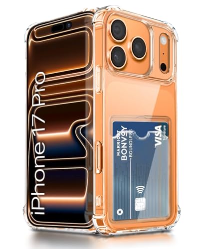 Image of WOW IMAGINE Transparent Back Cover Case for iPhone 17 Pro | Flexible Built-in Slim Card Pockets Wallet | 360 Camera Protection TPU | Soft Silicone Mobile Cover - Transparent