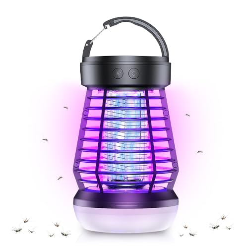 Lámpara Antimosquitos Eléctrico, Mata Mosquitos Eléctrico, USB Recargable Lámpara Mata Mosquitos con luz LED para Interior Exterior, para tu Terraza, Jardín Exterior o Salir de Camping (Negro)