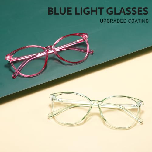 Image of Blue Light Blocking Glasses for Women Men Round Cat Eye Demi /Green /Red
