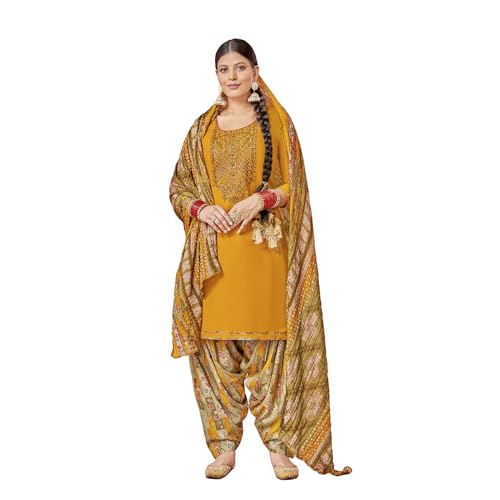 Patiala Suit de créateur en viscose rayonne fine et broderies de fils