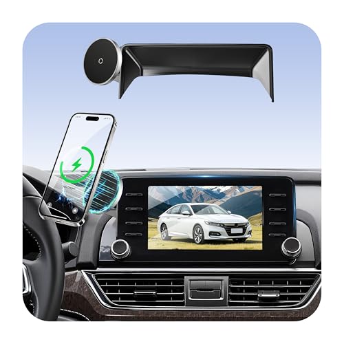 Image of Car Phone Holder for Honda Accord (2018-2022 10th Gen, ONLY Fits 8 inch Screen), MagSafe Car Mount Charger, Magnetic Phone Holder, 15W Wireless Charging, 360 & Hands Free, Car Interior Accessories