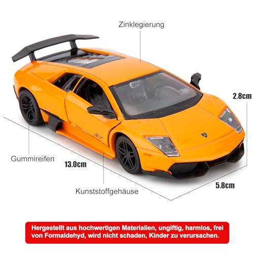 imtfzct 1/36 Lamborghini Murcielago LP670-4 Alloy Model Car with Pull Back Function Toy Car for Collecting and Decorating Model Toys Car Gifts for Boys and Girls (Orange) - Image 3