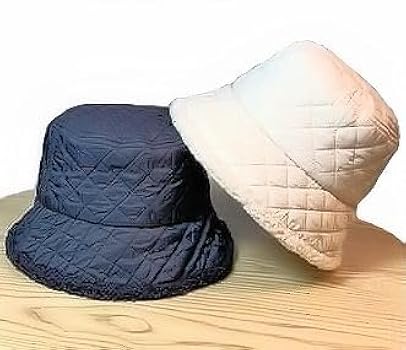 Ladies Reversible Quilted Sherpa Bucket Hat (Black) at