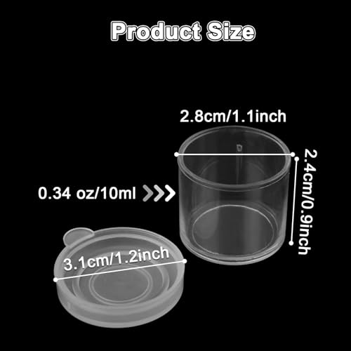 Image of LOYORTY 200PCS Small Paint Containers with Lids, 0.34oz /10ml Plastic Mini Paint Cups, Clear Paint Container Pots in Bulk for Beads, Glitter, Slime, Paint
