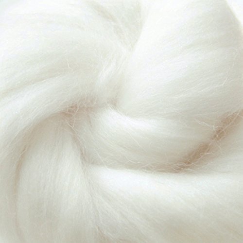 Qici 200G/7 Oz Natural White Wool Roving Fiber Spin For Needle Felting Hand Spinning Diy #TOP1