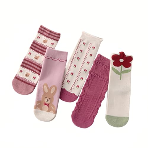 Girls Socks Cute Cartoon Mid Calf Crew Socks for Girl 2-12 Years