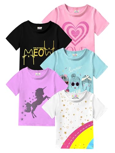 Image of Kuchipoo Girls Half Sleeves Regular Fit Cotton T-Shirt