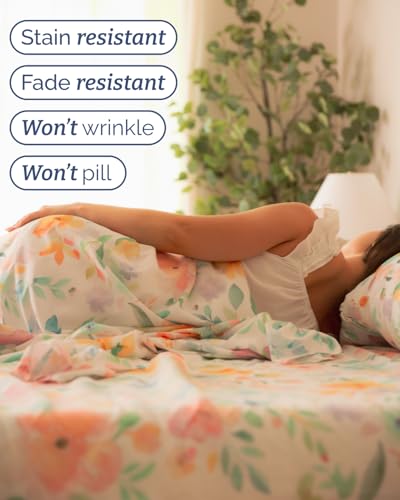 Image of Full 4 Piece Floral Sheet Set - Soft, Breathable & Cooling - Blush Blossom