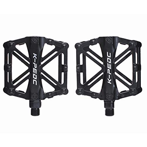 【HAMMARS】 アルミペダル 左右セット ボールベアリング フラットペダル ロードバイク MTB マウンテンバイク クロスバイク ママチャリ 軽快車 シティバイク 一輪車 BMX 折りたたみ ミニベロ 小径車 ピスト (黒)