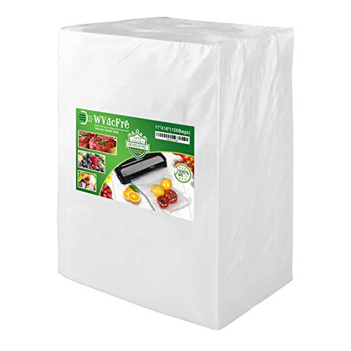 WVacFre 100 Gallon Size 11x16Inch Vacuum Sealer Freezer Bags with Commercial Grade,BPA Free,Heavy Duty,Great for Food Vac Storage or Sous Vide Cooking