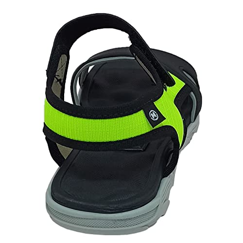 Sandália Molekinho Infantil Casual Masculino Napa Cor:Amarelo Neon/Preto;Tamanho:36