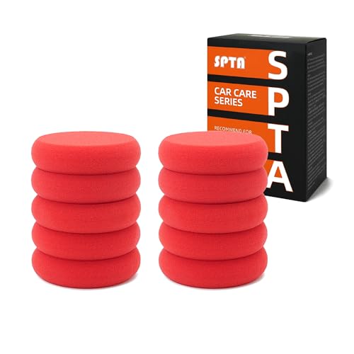 SPTA Foam Applicator Pads, 4 Inch Round Shape Side Pressing Hand Polishing Red...