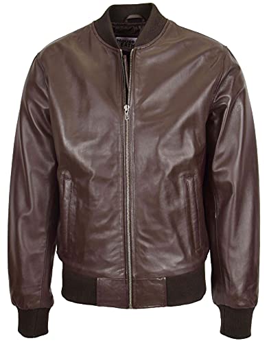 House of Leather Herren Echt Leder Bomber Jacke MA-1 Varsity Stil Ryan Braun S