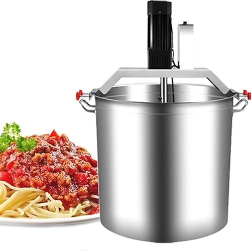 Batidora automática de alimentos con soporte, agitador de salsa de sopa comercial de 40 L, agitación uniforme de 360°, máquina de relleno de acero inoxidable