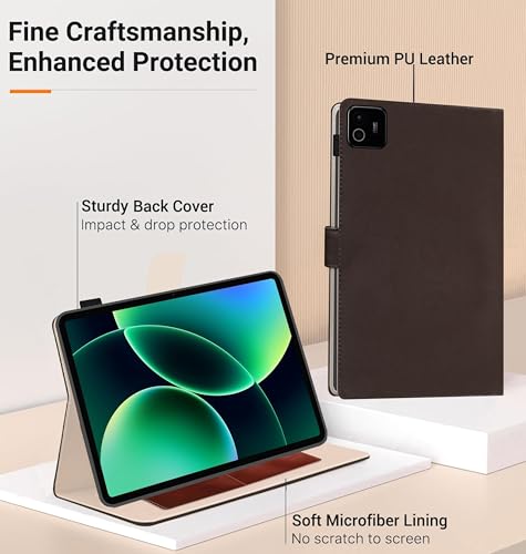 Image of TGK Flip Cover Case for Xiaomi Mi Pad 8 /8 Pro /Mi Pad 7 /7 Pro 11.2 inch Tablet with Stylus Holder (Brown)