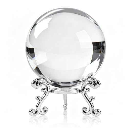 Image of ZEERSHEE 3.9in Crystal Ball with Stand, Photography Prop for Decor | Premium K9 crystal Polished for exceptional clarity Includes display stand and gift box Ready to display