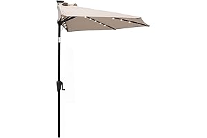 9ft Patio Umbrella with Solar LED Lights and 90° Tilt Mechanism