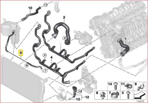 BMW 17-12-7-565-094 Venting Line Radiator Top