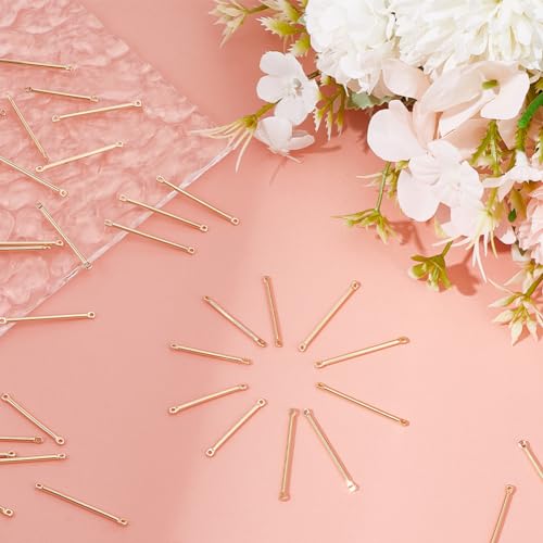Beebeecraft 40Pcs Bar Links Connectors 18K Gold Plated Brass 2 Size Rod Column Connector Charms With 2 Hole For Bracelet Necklace Jewelry Making Findings Supplies thumb #3