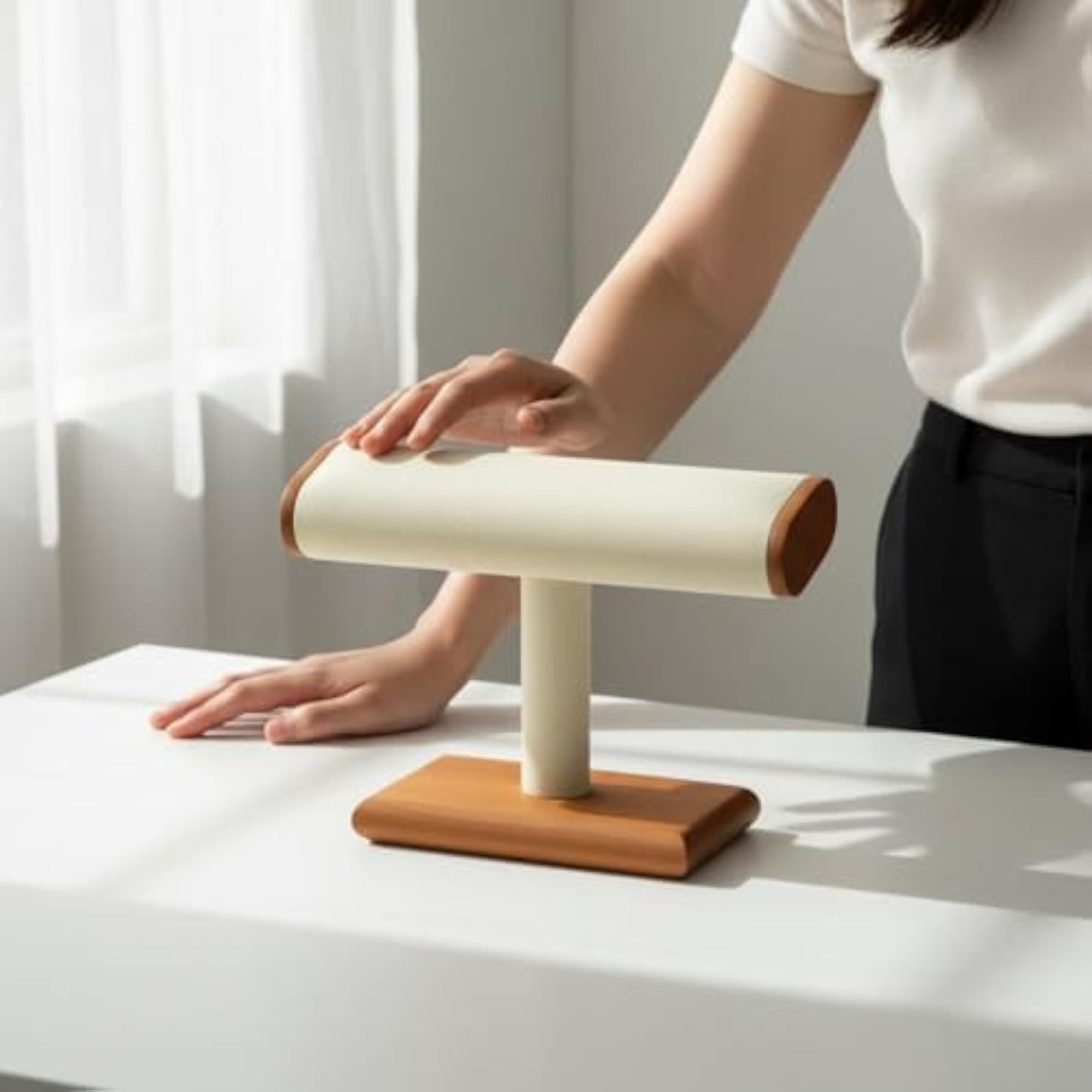 Crossbar Bracelet Holder, Multi-Functional Wooden Watch Stand