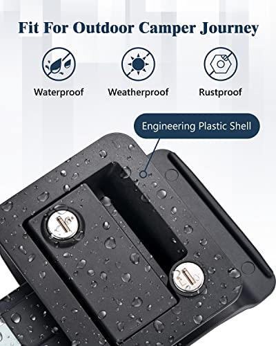 Trampgik Engineering Plastic Camper Door Lock, Rv Entry Door Latch Replacement, Fit 3.65" X 2.95" Lock Hole, For Motorhome,Rv Camper,Entrance Front Door, 1 Lock+6 Key Aliked #TOP5