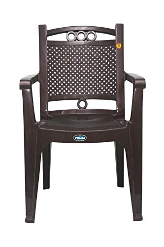 Image of Prima Plastic Chair for Living Room | Set of 2 | Chair for Home, Living Room, Multipurpose | Stackable Chair with arm | 100% Virgin Plastic | Quikr 3 (Weather Brown Colour)