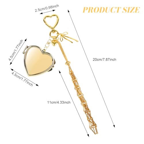 Image of MAYCREATE Bag Charms Y2K Metal Net Lipstick Holder Keychain with Touch Up Mirror, Fashion Golden Makeup Lipstick Balm Organizer Portable Chic Bag Charm Accessories