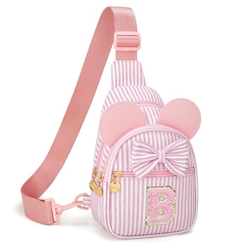 Image of Initial Purse for Girls Kids,Birthday Gifts for 3-8 Years Old | Personalized Crossbody Bag, Small Toddler Sling Bags Cute Fanny Pack, Gifts for Daughter Sister Grandkids, Pink B
